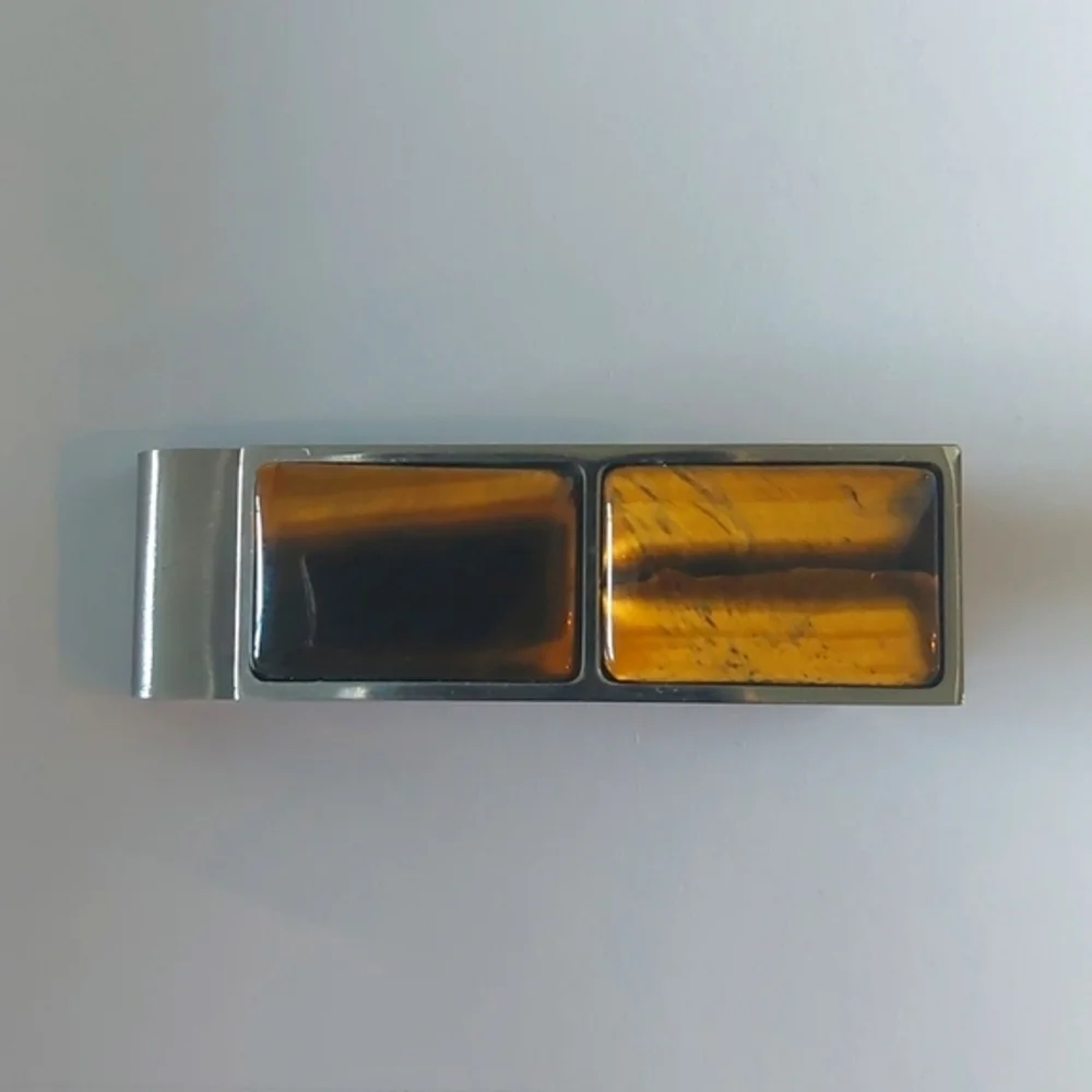 Chisel stainless steel Polished Tiger's Eye money clip